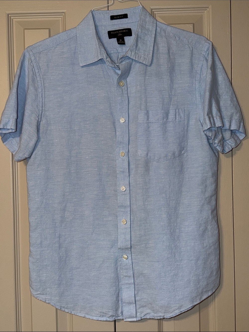 Banana Republic Light Blue Linen Short Sleeve Shirt Men's Size Medium